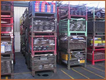 Coloured Crates in warehouse